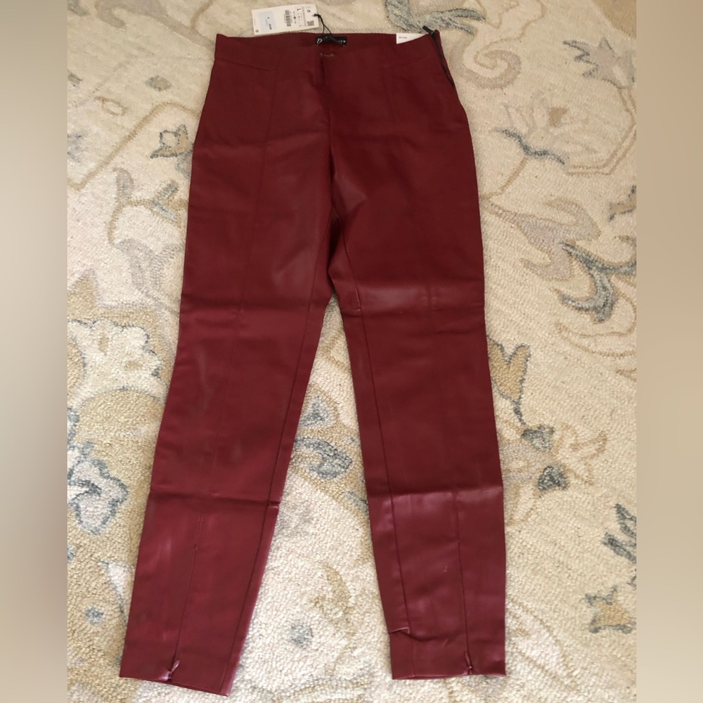 Zara NWT burgundy faux leather legging